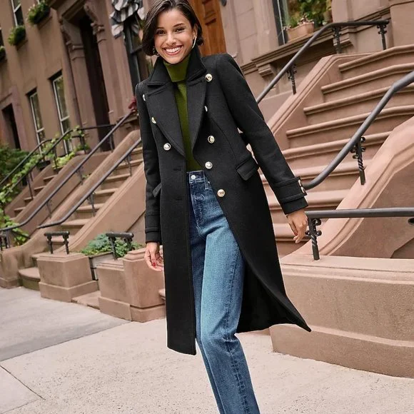 Express Jackets Coats New Express Novelty Button Trench Wool - Main Image